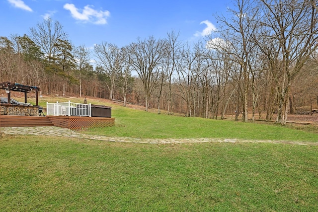 view of yard featuring a deck