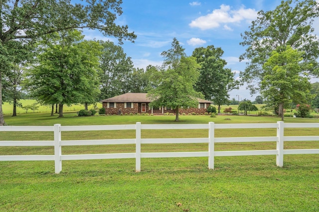 view of yard with a rural view