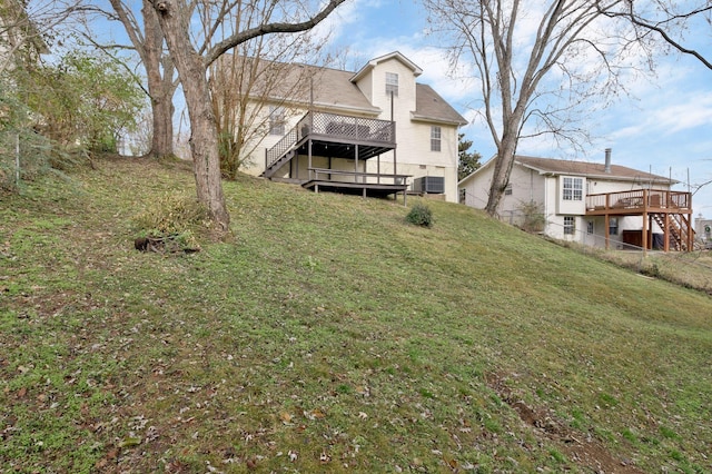 view of yard featuring a deck