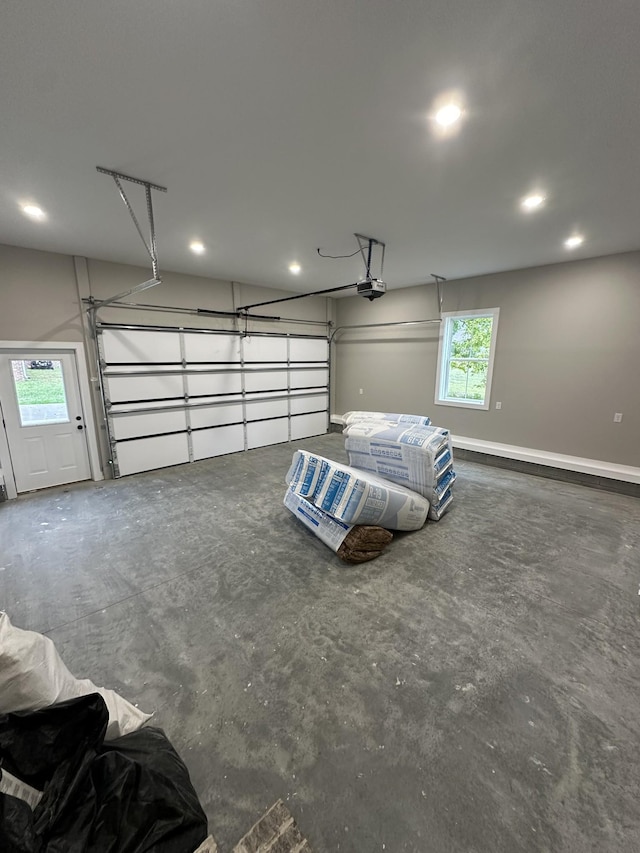 garage with a garage door opener