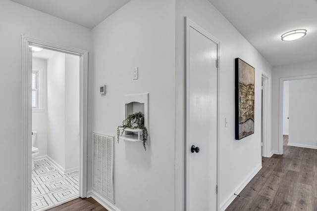 corridor featuring wood-type flooring