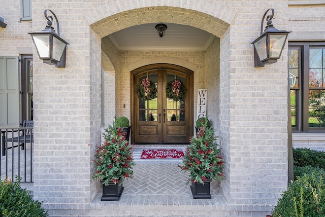 view of exterior entry with french doors