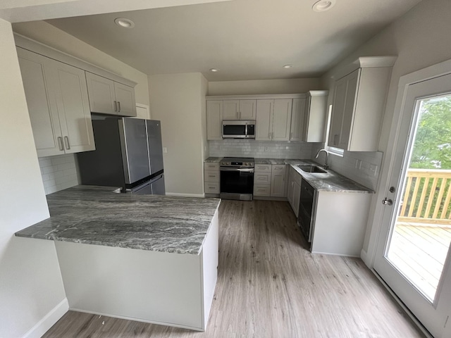 kitchen featuring sink, white cabinetry, and stainless steel appliances