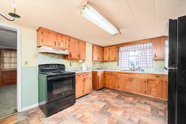 kitchen with sink and black appliances