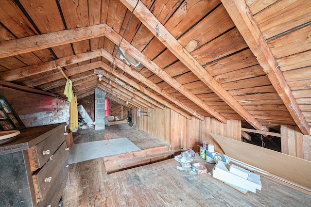 view of unfinished attic