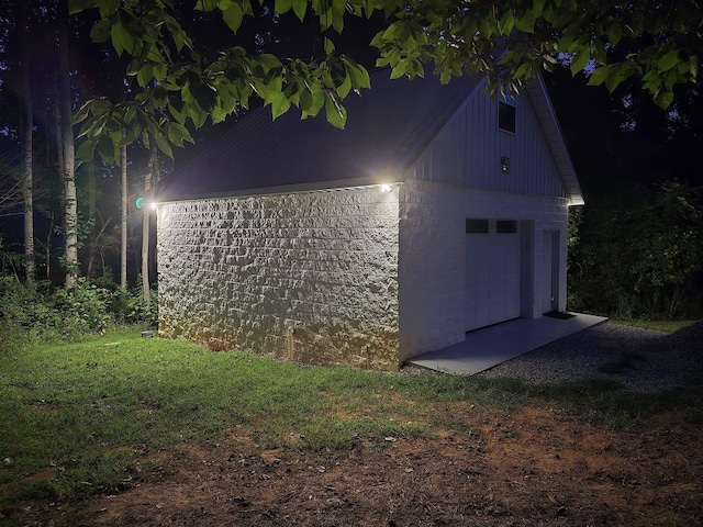 view of outbuilding featuring a garage