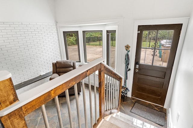 interior space with brick wall