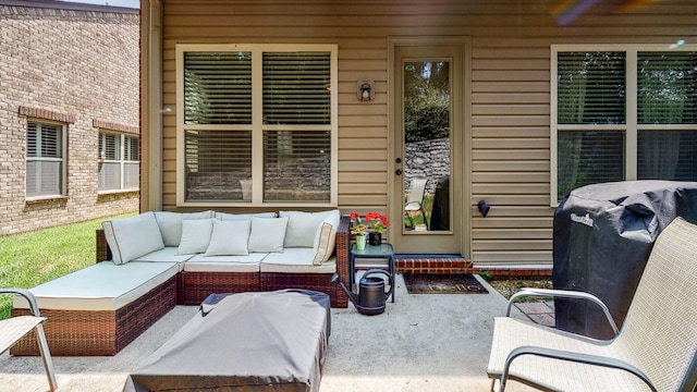 view of patio / terrace featuring outdoor lounge area and grilling area