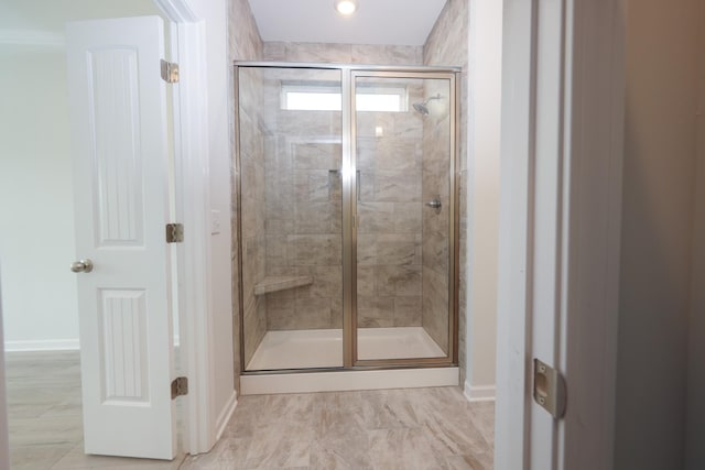 bathroom featuring walk in shower