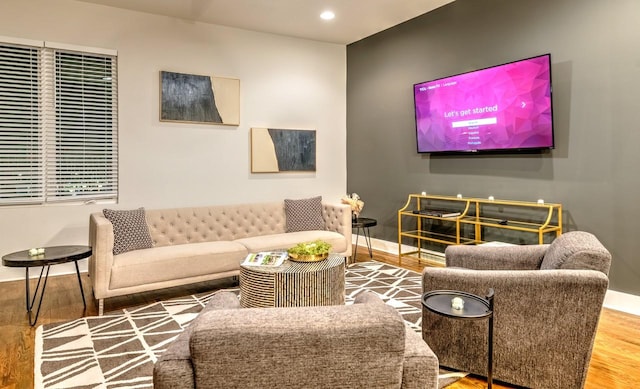 living room with wood-type flooring