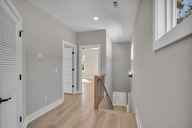 hall featuring light wood-type flooring