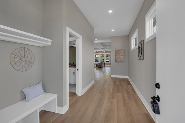 hallway featuring light wood-type flooring