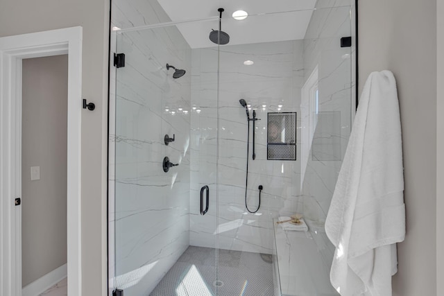 bathroom featuring walk in shower