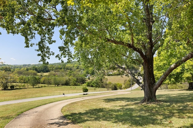 view of property's community featuring a yard