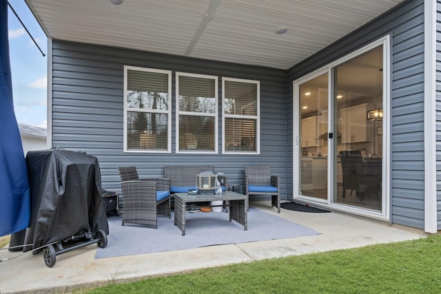 view of patio featuring area for grilling and an outdoor living space