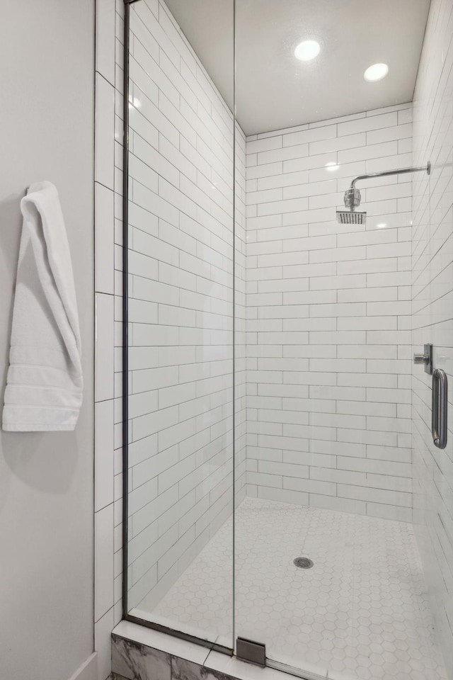 bathroom featuring walk in shower