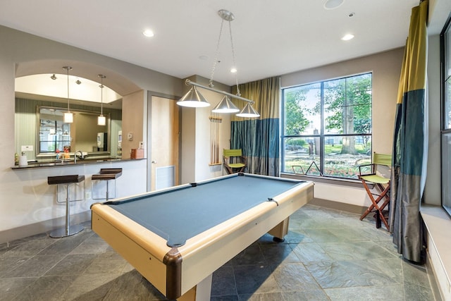 recreation room featuring a healthy amount of sunlight and pool table