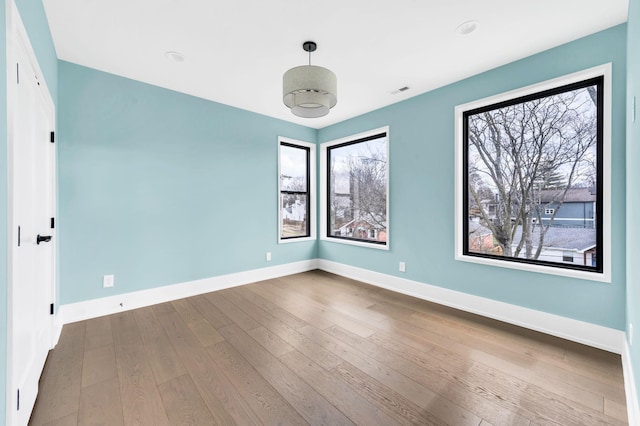 spare room with a healthy amount of sunlight and wood-type flooring