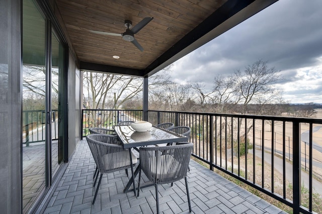 balcony with ceiling fan