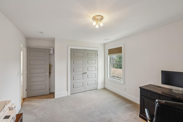 view of carpeted home office