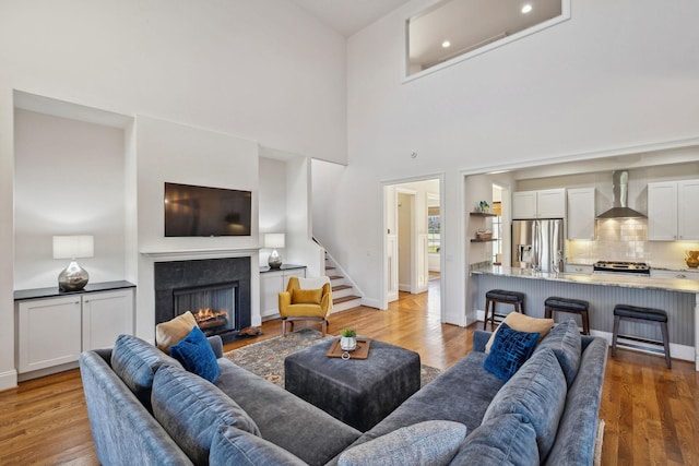 living room with light wood-type flooring