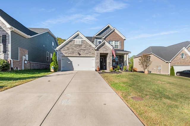 view of front of home with a garage and a front yard