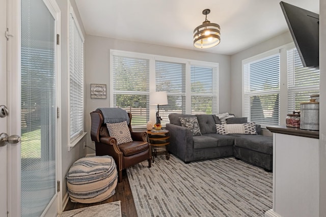 living room featuring light hardwood / wood-style floors