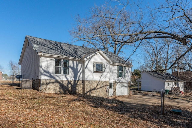 exterior space featuring a garage