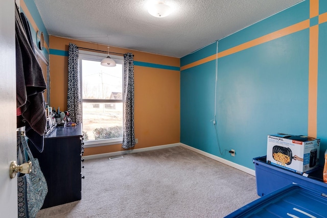 misc room with plenty of natural light, carpet floors, and a textured ceiling