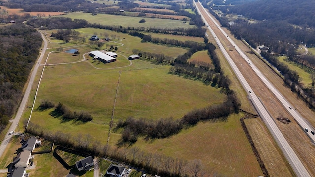 drone / aerial view featuring a rural view