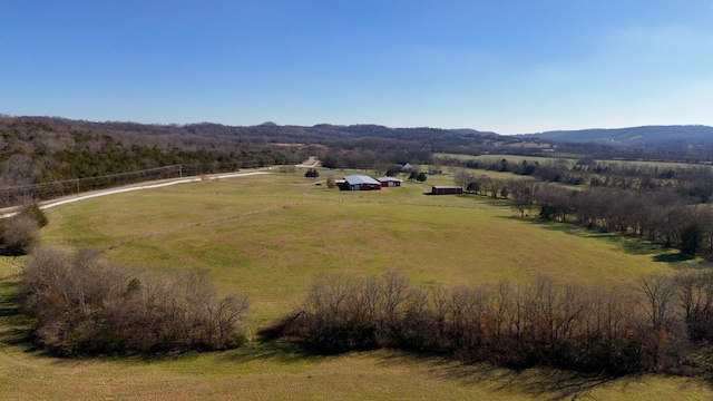 aerial view with a mountain view and a rural view