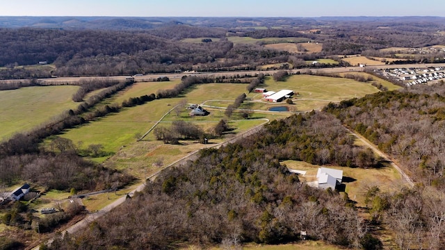 aerial view featuring a rural view