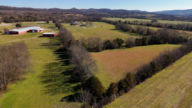 birds eye view of property with a mountain view and a rural view