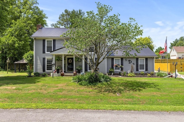 view of front facade with a front lawn