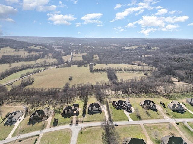 bird's eye view with a rural view