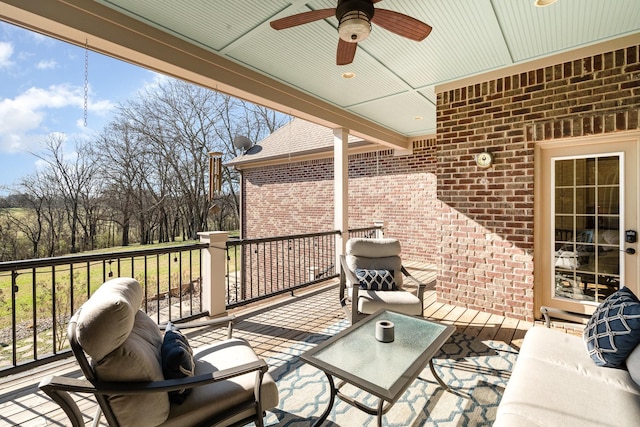 view of patio / terrace with ceiling fan