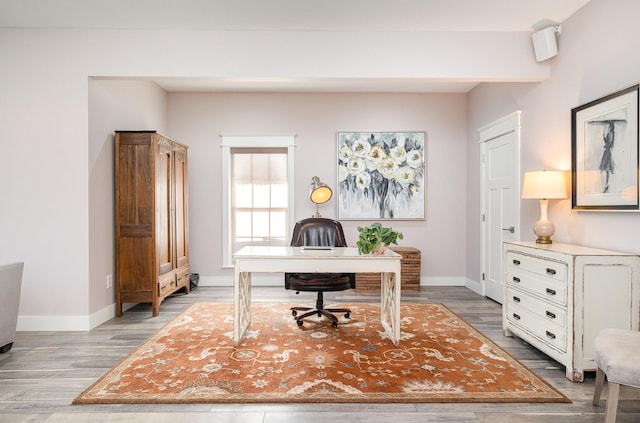 office area featuring light wood-type flooring