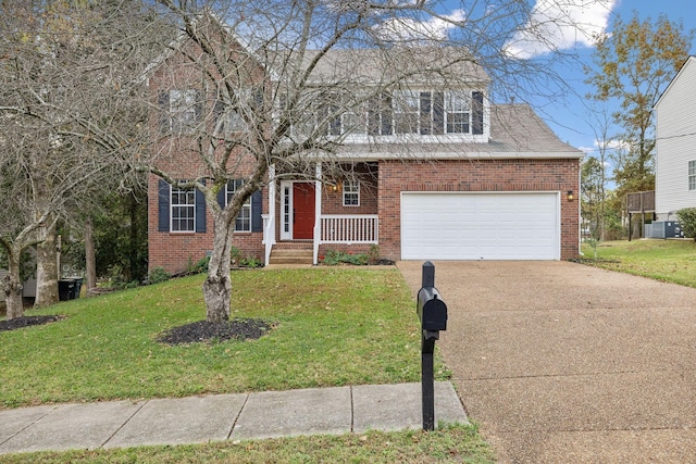 view of front of property featuring a front yard and central AC unit