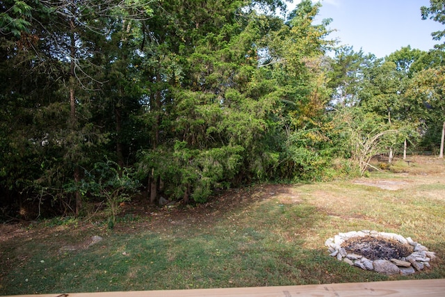 view of yard with an outdoor fire pit