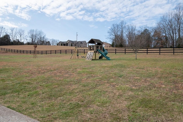 view of yard with a playground