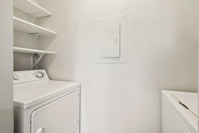 laundry room featuring separate washer and dryer and electric panel