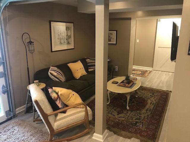 living room featuring light hardwood / wood-style floors