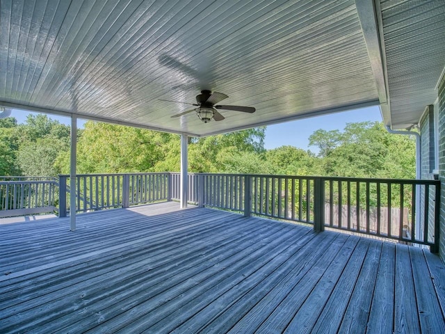 wooden deck with ceiling fan