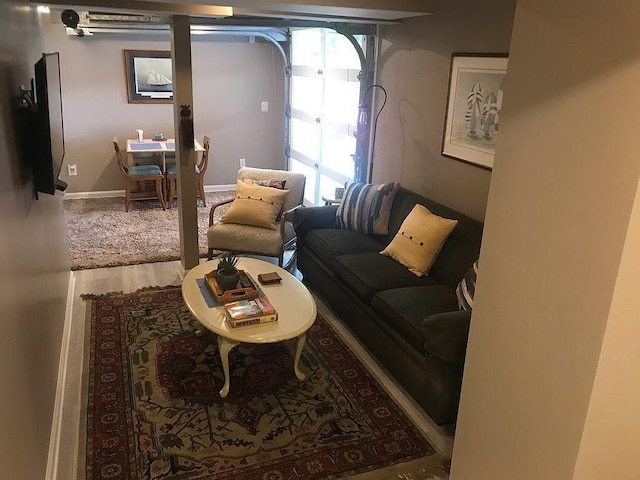 living room with hardwood / wood-style floors