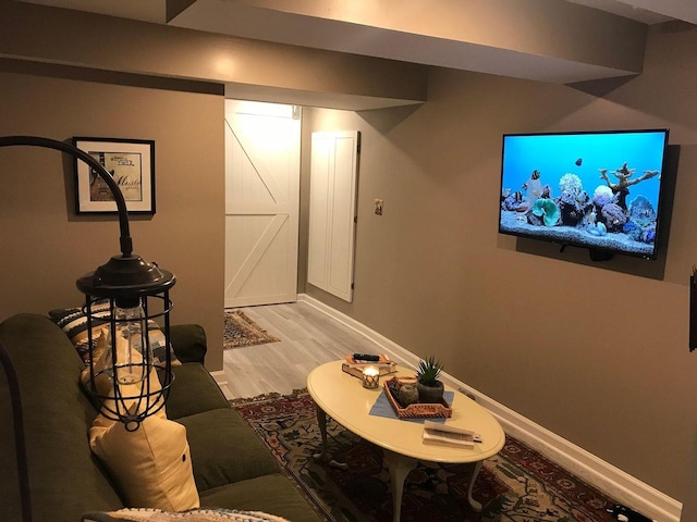 living room featuring light hardwood / wood-style floors