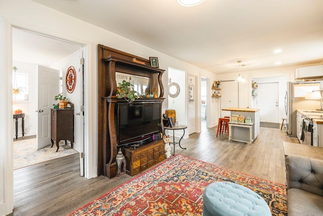 living area featuring wood finished floors