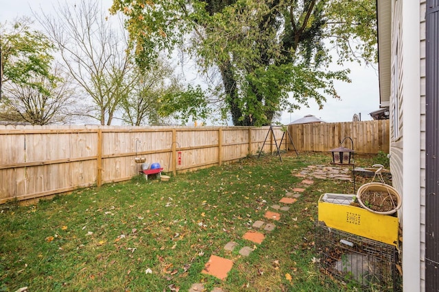 view of yard featuring a fenced backyard