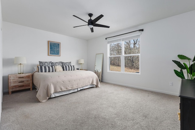 bedroom with carpet flooring and ceiling fan