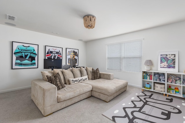 living room with carpet floors