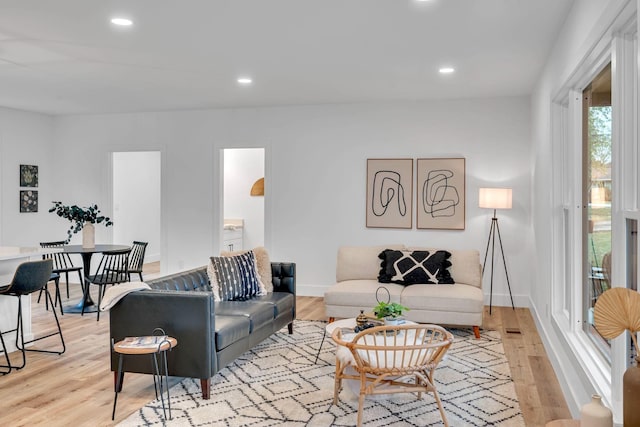 living room with light wood-type flooring